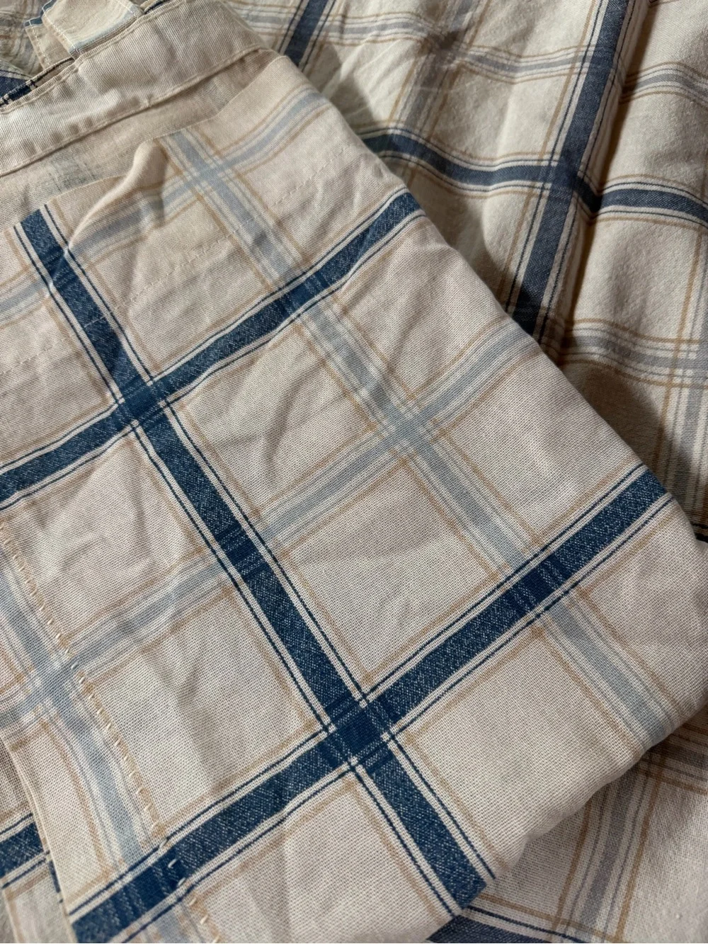 (Sale $5) - tab top curtains Beige and Navy 40”x60”